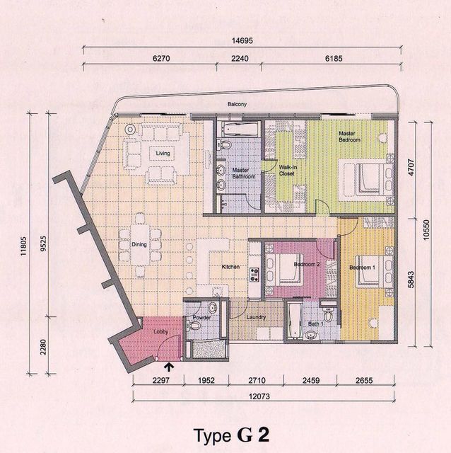 Floor plan of unit type G