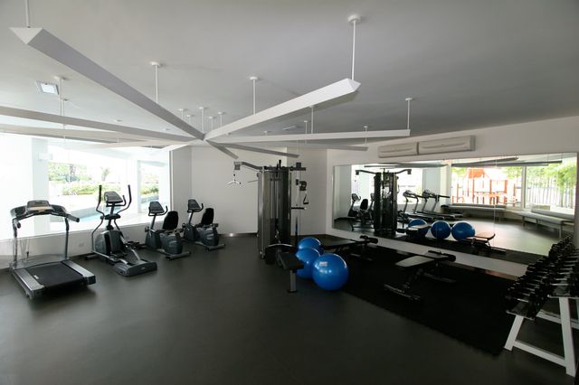Gym with treadmills and weight machines